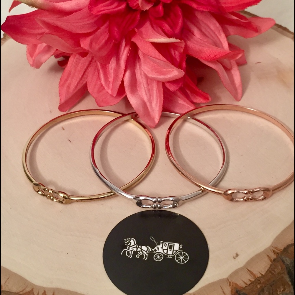 COACH 3 piece Signature Kissing C Bangle Set 🆕 - Picture 2 of 11